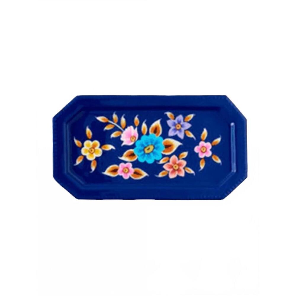 NEW ONE HUNDRED 80 DEGREES floral trinket tray in royal blue